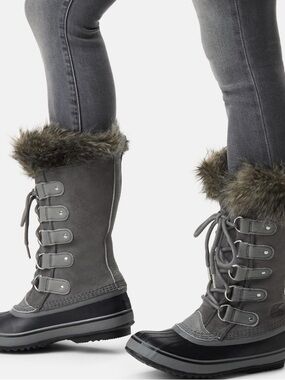 Sorel Gray Fur-Trim Lace-Up Winter Boots